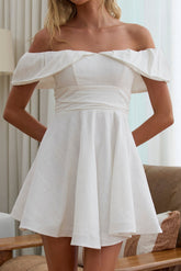 Lillianne Off-Shoulder A-line Mini Dress White